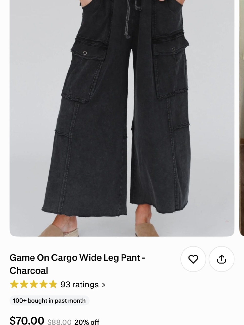 Three Bird Nest Black Wide Leg Utility Pants - Picture 3 of 6